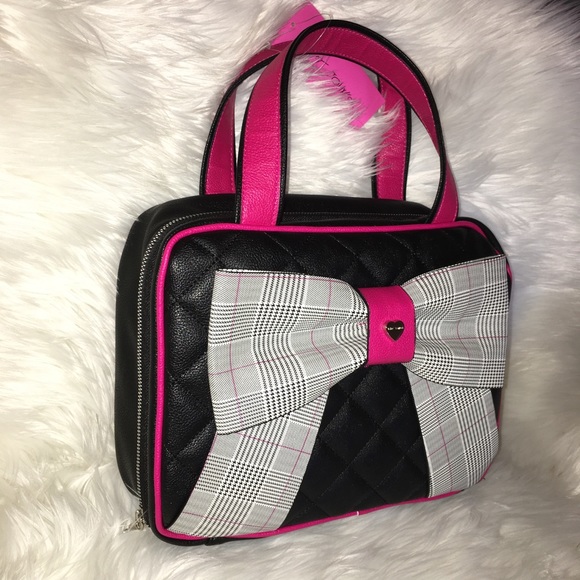 Betsey Johnson Bags Betsey Black Bow Weekender Bag Quilted Plaid